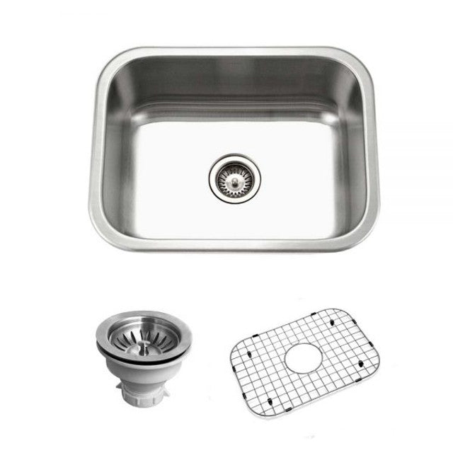 Houzer Belleo Series 23" Stainless Steel Drop-in Topmount Single Bowl Kitchen Sink includes Basket Strainer