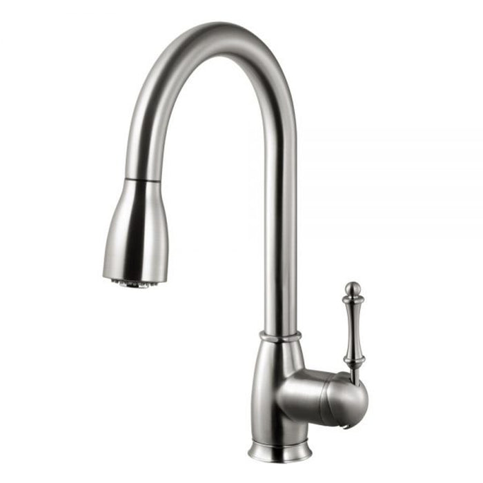 Houzer Camden Series Brushed Nickel Single Handle Pull-Down Kitchen Faucet - CAMPD-368-BN