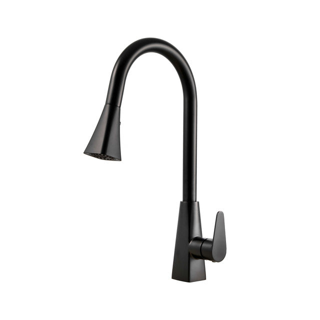 Houzer Catori Series Matte Black Single Handle Pull-Out Kitchen Faucet - CAT-172-MB