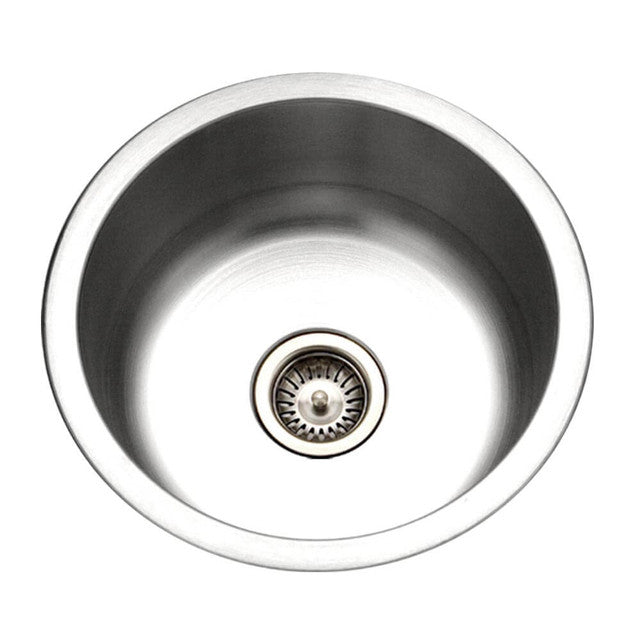 Houzer Club Series 18" Stainless Steel Undermount Single Round Bowl Bar/Prep Sink includes Basket Strainer