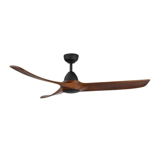 Ceiling fan with wooden blades on a white background