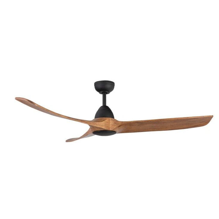 Ceiling fan with wooden blades on a white background
