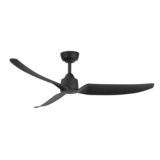 Black ceiling fan on a white background