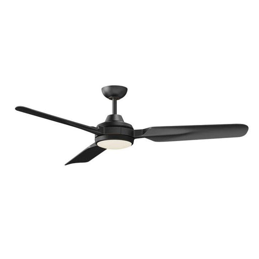 Black ceiling fan on a white background
