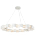 Modern chandelier with white circular design on a white background