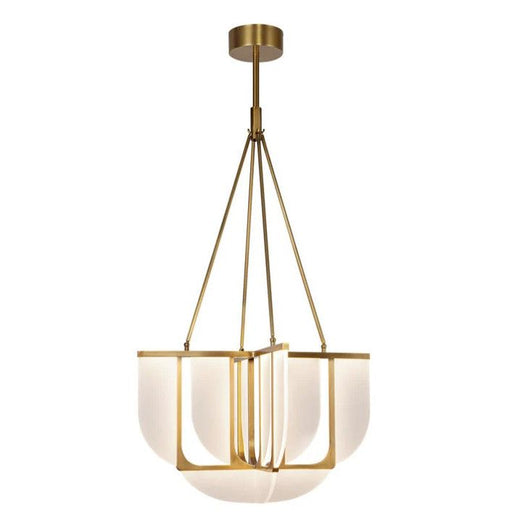 Brass pendant light fixture on a white background