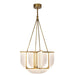 Brass pendant light fixture on a white background