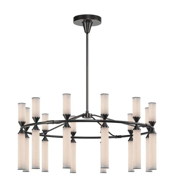 Modern chandelier with multiple lights on a white background