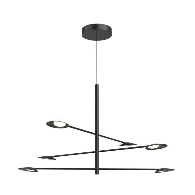 Modern black pendant light fixture on a white background