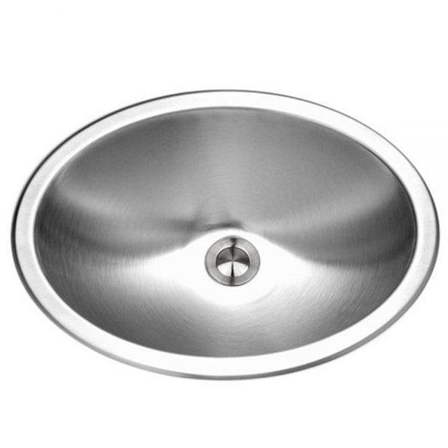 Houzer Opus Series 18" Stainless Steel Drop-in Topmount Oval Bathroom Sink, Standard Drain