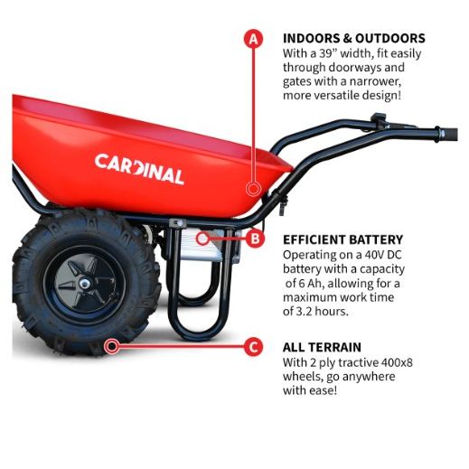 Tomahawk Power CKART260e 570 lb capacity utility cart product and feature view