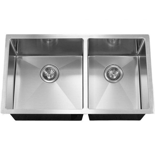 Houzer Savior Series 32" Stainless Steel Undermount 10mm Radius 60/40 Double Bowl Kitchen Sink