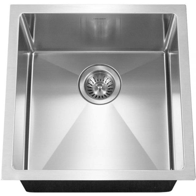 Houzer Savior Series 17" Stainless Steel Undermount Medium Bowl Kitchen Bar/Prep Sink includes Basket Strainer