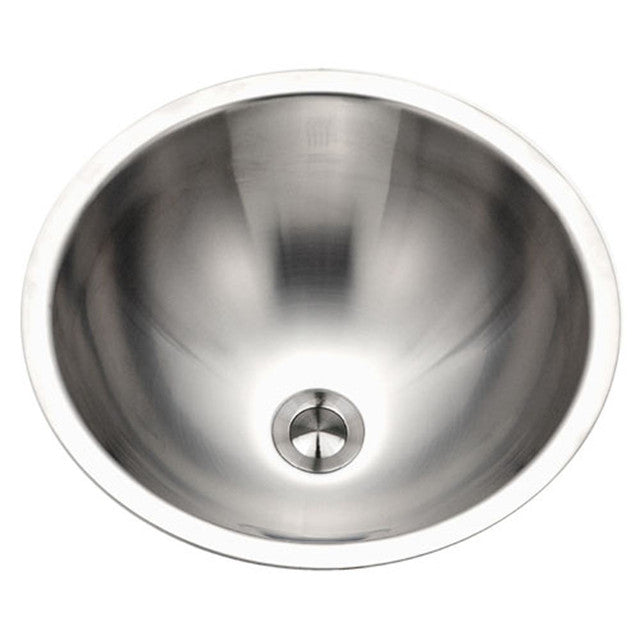 Houzer Opus Series 16" Stainless Steel Conical Undermount Bathroom Sink with Overflow Assembly