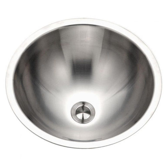 Houzer Opus Series 16" Stainless Steel Drop-in Topmount Conical Bowl Bathroom Sink with Overflow Assembly
