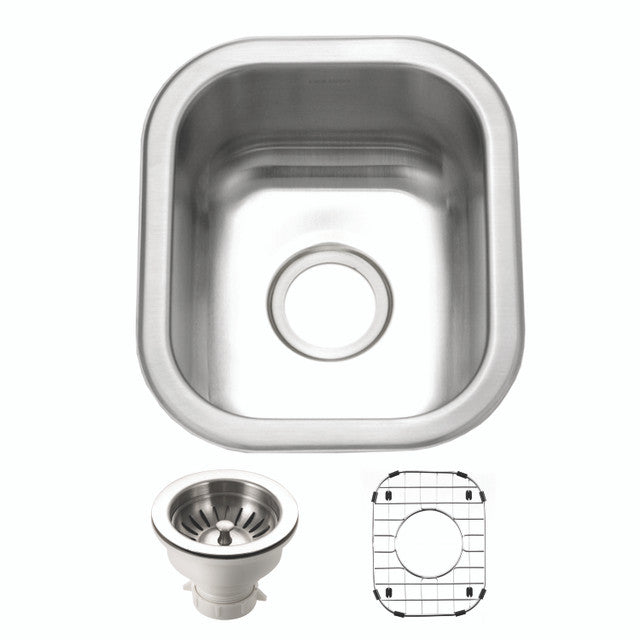 Houzer Club Series 13" Stainless Steel Undermount Bar/Prep Sink includes Basket Strainer & Bottom Grid
