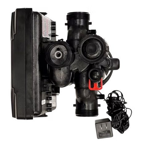 Black mechanical pump with wiring on a white background