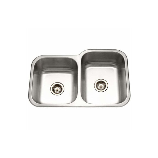Houzer Elite Series 32" Stainless Steel Undermount 40/60 Double Bowl Kitchen Sink with Small Left Bowl