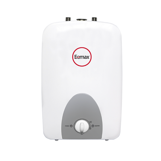White water heater with Eemax logo on a white background