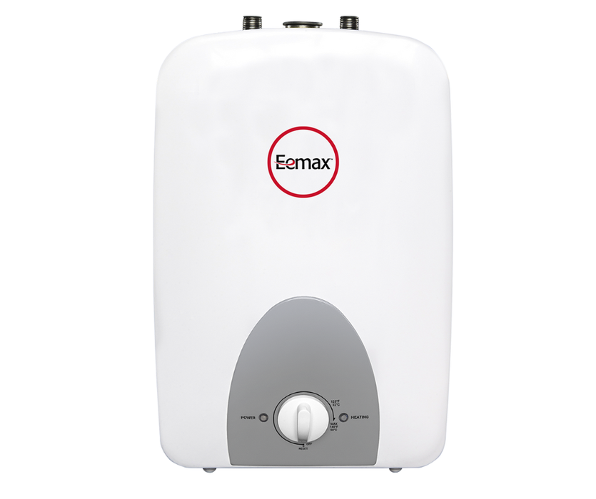 White water heater with Eemax logo on a white background