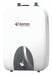 A white Eemax electric water heater with a dark gray control panel and top connection ports, shown on a plain white background.