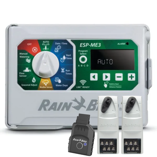 Rain Bird irrigation controller with two modules on a white background