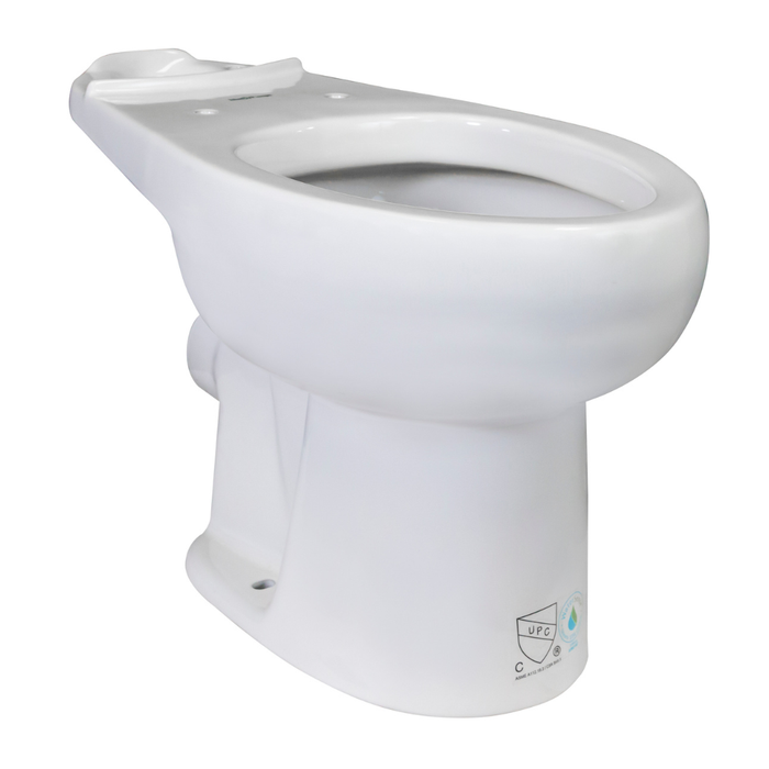 White elongated toilet bowl on a white background