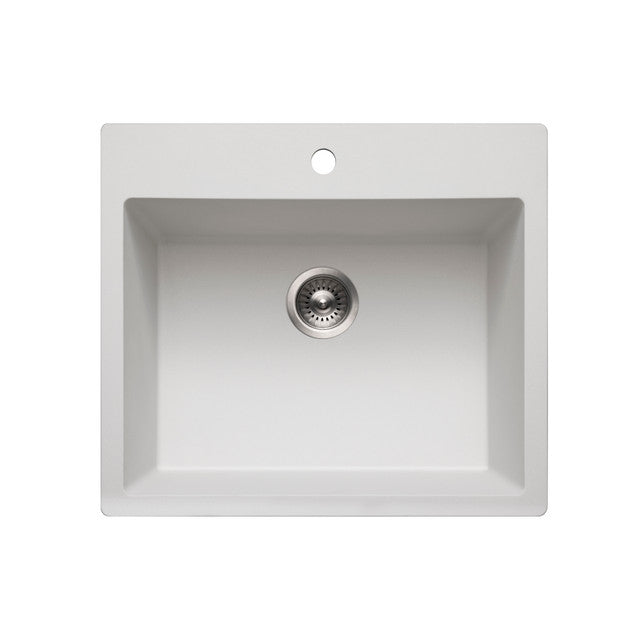 Houzer Quartztone Series 25" Granite Composite Drop-in Topmount Single Bowl Kitchen Sink - G-300 CLOUD