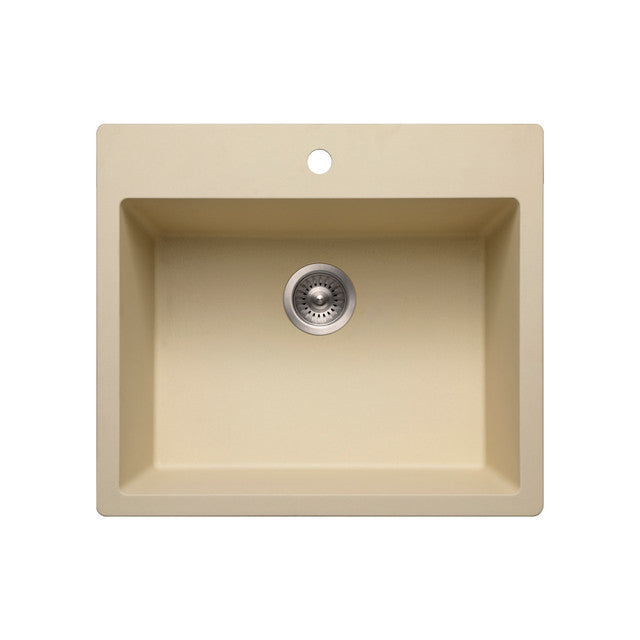 Houzer Quartztone Series 25" Granite Composite Drop-in Topmount Single Bowl Kitchen Sink - G-300 SAND