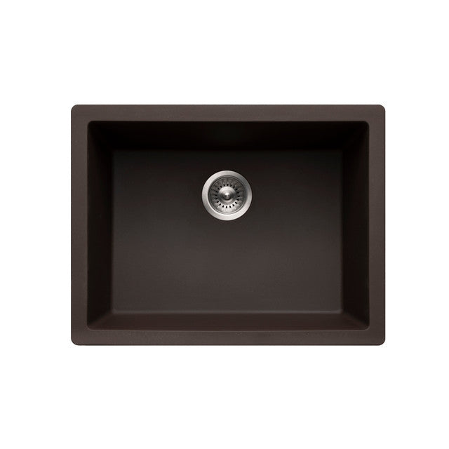 Houzer Quartztone Series 24" Granite Composite Undermount Single Bowl Kitchen Sink - G-300U MOCHA
