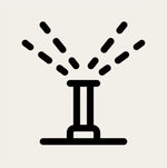 Black icon of a sprinkler on a white background