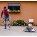 Tomahawk Power JXPT30T gas concrete trowel showing long bull float handle and finishing head