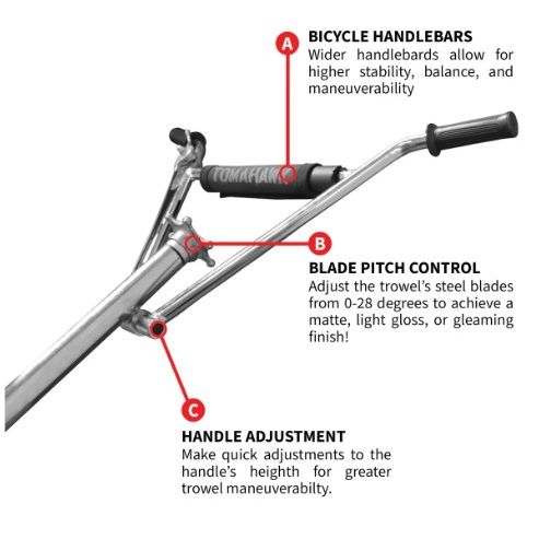 Tomahawk Power JXPT46K concrete finishing tool with float pan and screed edge detail