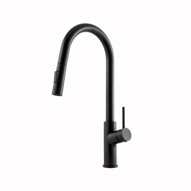 Houzer Kevali Series Matte Black Single Handle Pull-Down Kitchen Faucet - KEV-151-MB