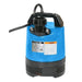 Blue submersible pump with black accents on a white background