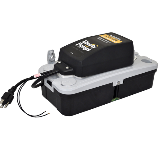 LCU-15 black and white pump with built in level on white background.