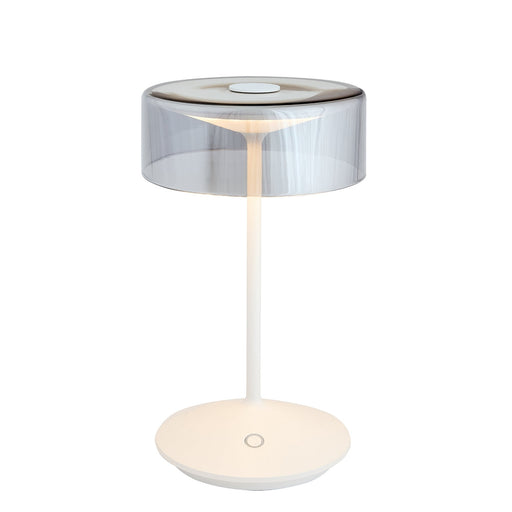 Zafferano LD0720B3 Crystal Table Lamp White with Smoke Glass