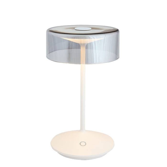 Zafferano LD0720B3 Crystal Table Lamp White with Smoke Glass