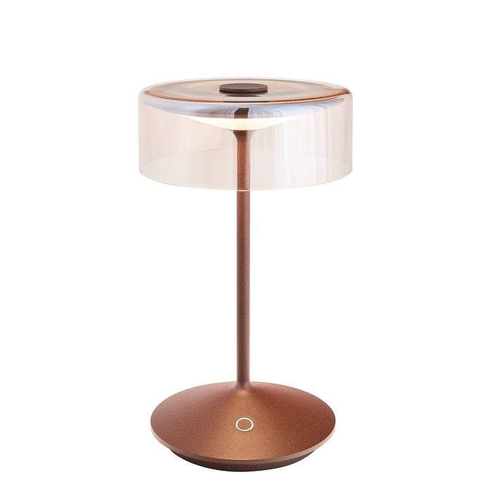 Zafferano LD0720R3 Crystal Table Lamp Rust with Amber Glass