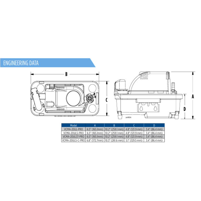 Technical drawing and engineering data of a mechanical component on a white background