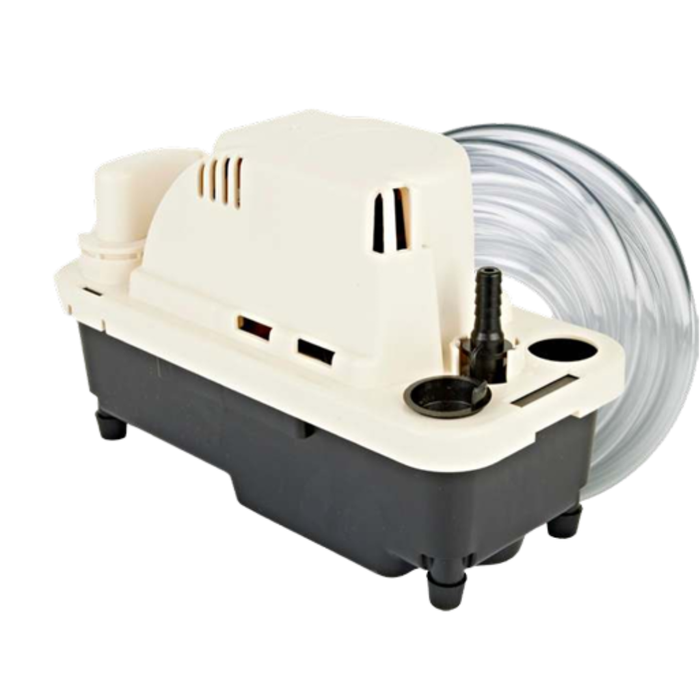 Plumbing component with white top and black base on a white background