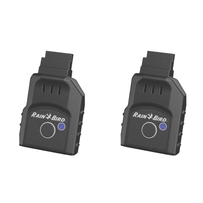 Two black LNK wifi modules with 'Rain Bird' branding on a white background