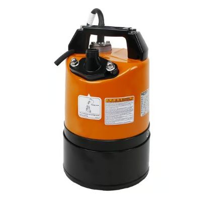 Orange and black industrial pump on a white background