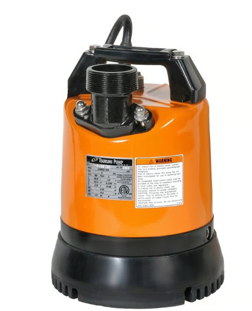Orange and black submersible pump on a white background