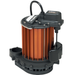 Submersible pump with orange interior and black exterior on a white background