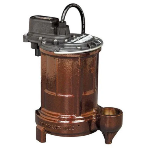 Cast Iron pump copper color with black electrical components on a white background