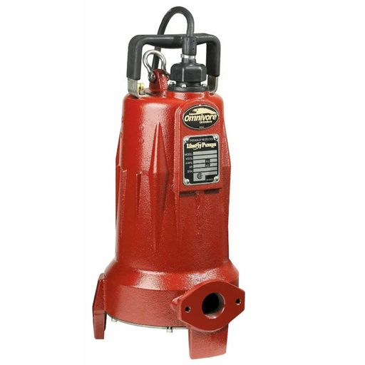 Red pump with 'Omnivore' branding on a white background