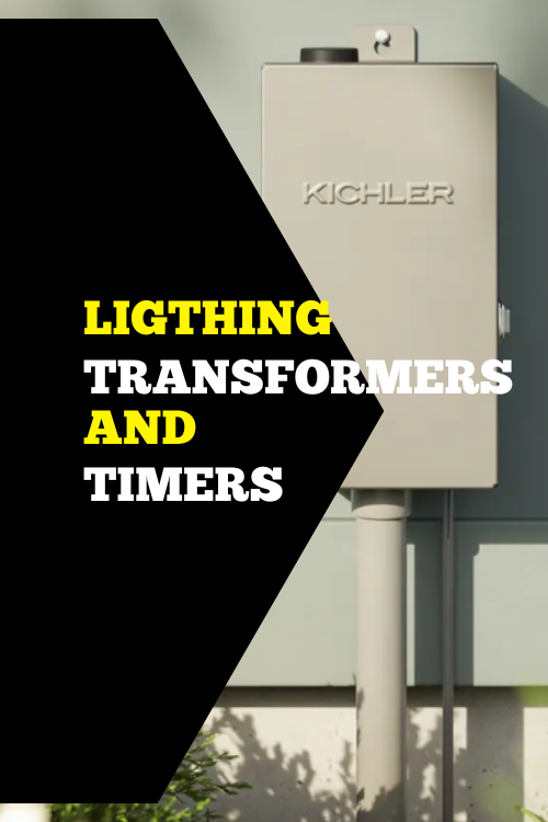 Photo of a silver Kichler transformer mounted on side of home