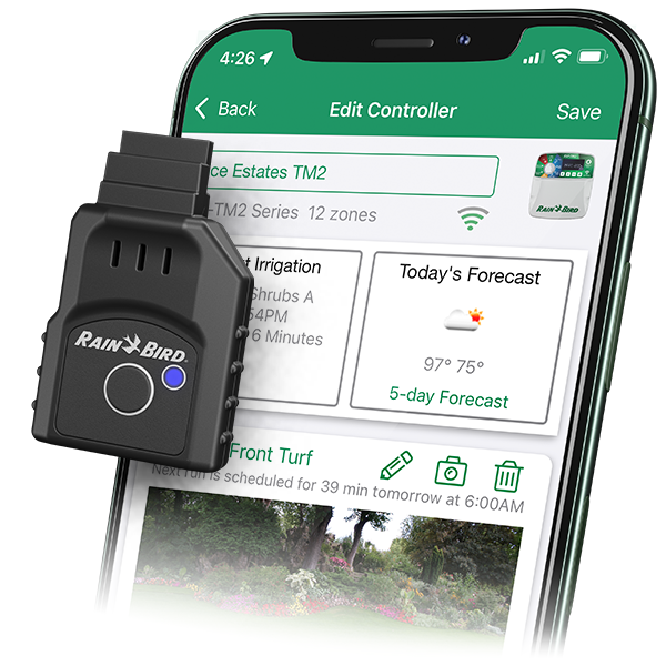 Black wifi module with smart phone on a white background