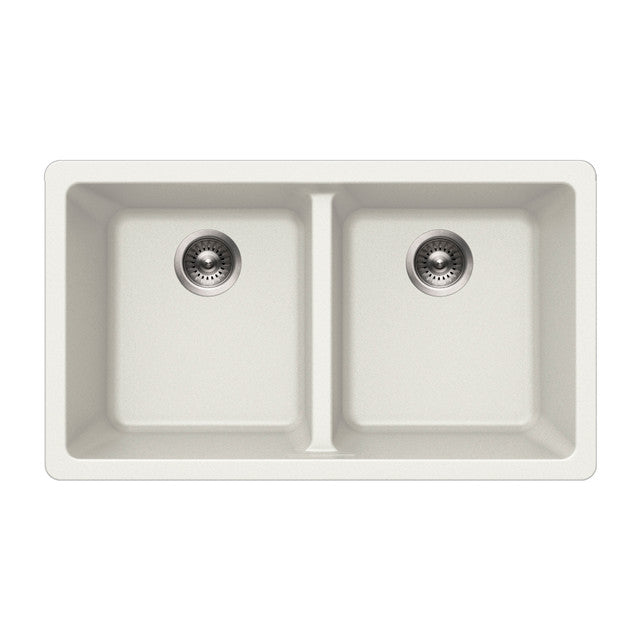 Houzer Quartztone Series 31" Granite Composite Undermount 50/50 Double Bowl Kitchen Sink, M-300U CLOUD